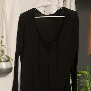 PINK super soft- Lace-Up Long sleeve